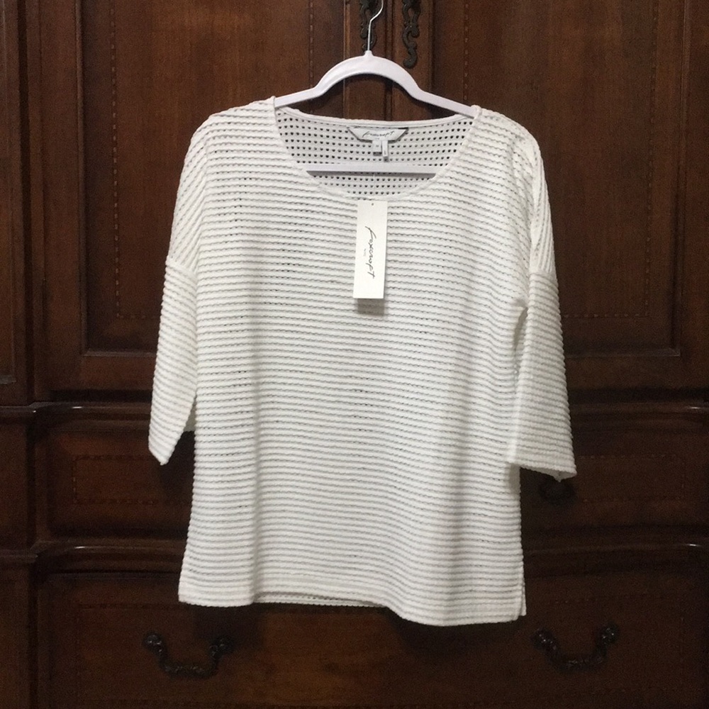 Foxcroft Kim Open Texture Sweater White M